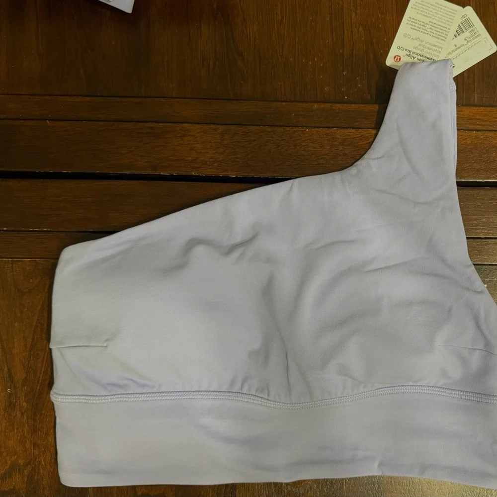 Lululemon Align Asymmetrical Bra Light Support Lilac Smoke Size 8